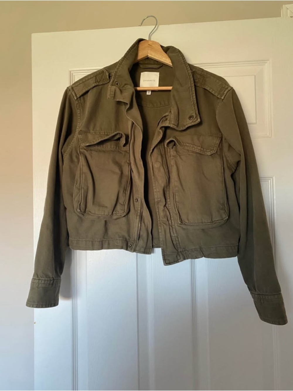 Dynamite Olive Utility Jacket with Front Flap Pockets